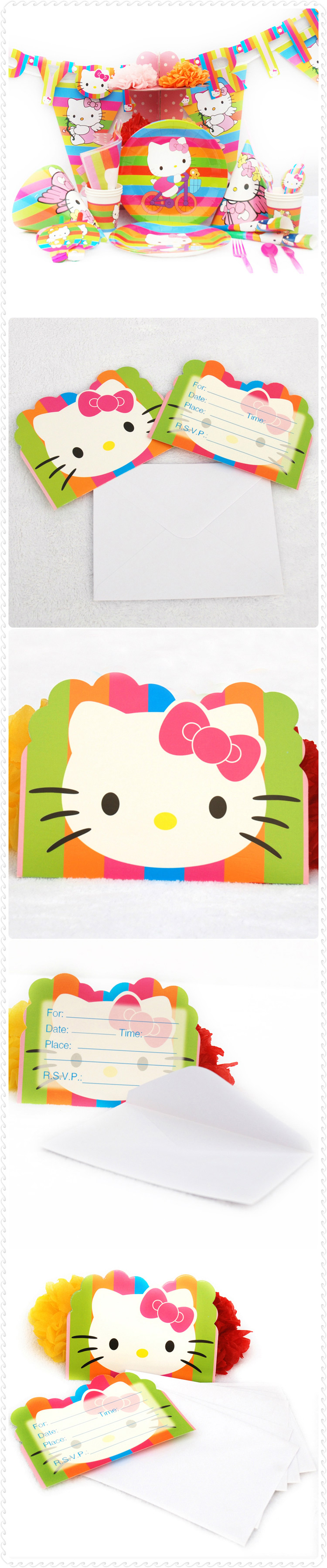 孩派HighParty/派对用品/生日聚会/Hello Kitty邀请卡/6个