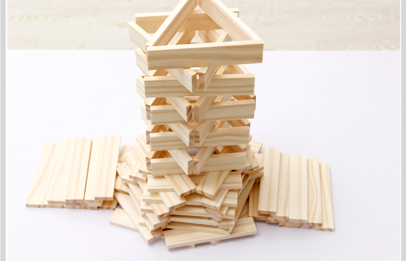 木丸子建筑棒模型木条积木亲子互动创意原木搭搭乐木片积木早教堆塔