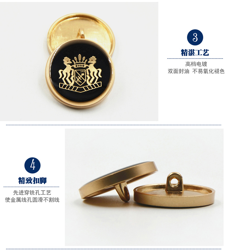 
                                        迈利达 金属英伦风双狮点油钮扣 休闲西服风衣扣子 呢大衣纽扣 金+白 23mm(1颗)                