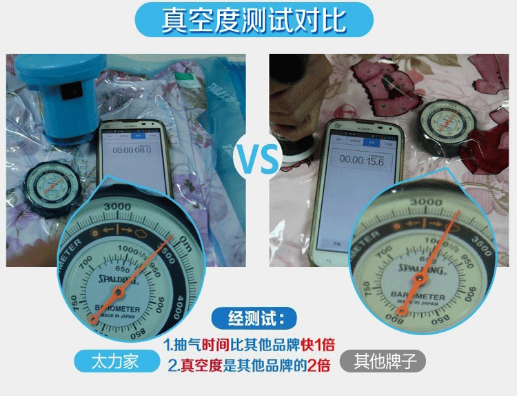 太力真空压缩袋送电泵组合套装 衣服棉被收纳袋整理袋 4大4中4小送电泵