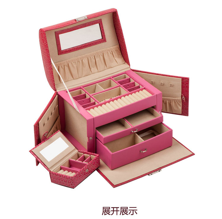趣乐美 蝴蝶首饰盒 公主欧式珠宝盒 饰品收纳皮盒 化妆箱 桌面收纳盒礼品盒sn01017