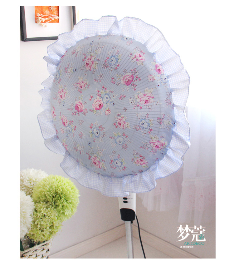 梦蔻 ARTDECO  布艺圆风扇罩防尘罩53*53cm(含花边) 蓝色湖畔