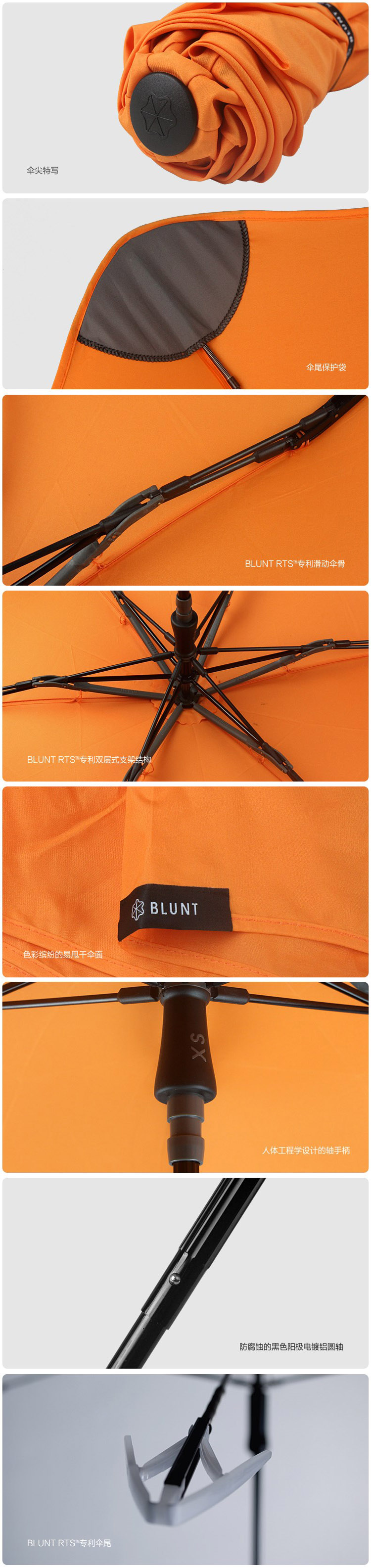 
                                        新西兰BLUNT保兰特XS_METRO 晴雨伞 圆角时尚折叠伞 创意礼品 黑色                