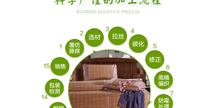 哈哈一宅 竹席双面席裸婚时代竹席单人双人凉席床上用品1.5米/1.8米包邮 盛夏如梦 1.8米床