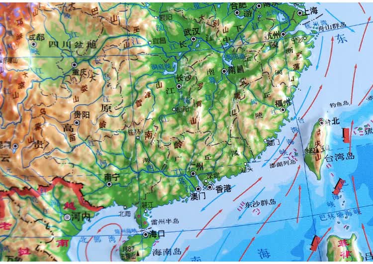 【书包版】2019新 中国地形图 立体地图 16开 地理学习教具 三维凹凸