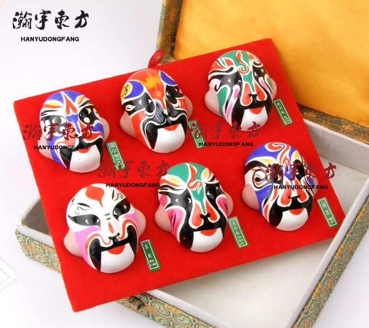 瀚宇东方 中国特色礼品 手工泥塑国粹京剧脸谱工艺品 中国传统手工艺
