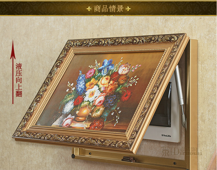 帝诺饰 电表箱装饰画客厅装饰贴配电箱遮挡画欧式壁挂画防真油画 液压向上翻 fj0063 60*80(可挡50*70)