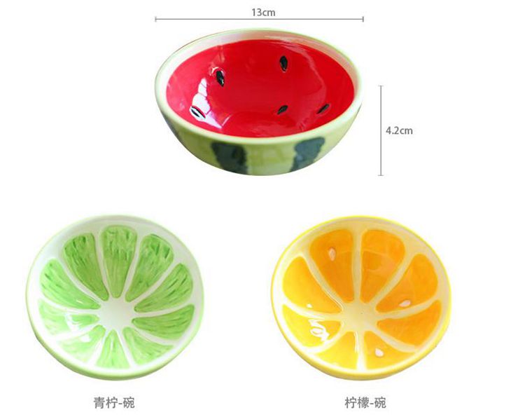 可爱创意大号水果西瓜碗陶瓷碗面碗饭碗汤碗6.5寸 餐具日韩式包邮 水果碟8寸4个套装