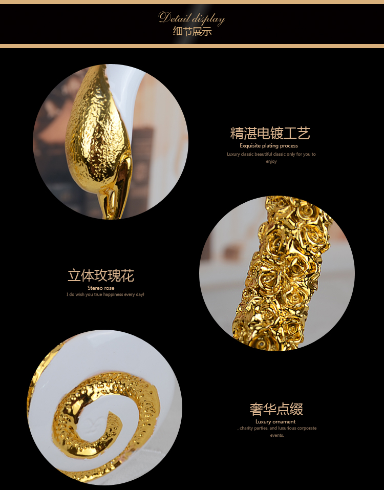 
                                        凡想 家居饰品摆件客厅摆设艺术品创意家居玄关摆饰送朋友结婚礼物情侣天鹅摆件 大号白+金长脖子天鹅一对                