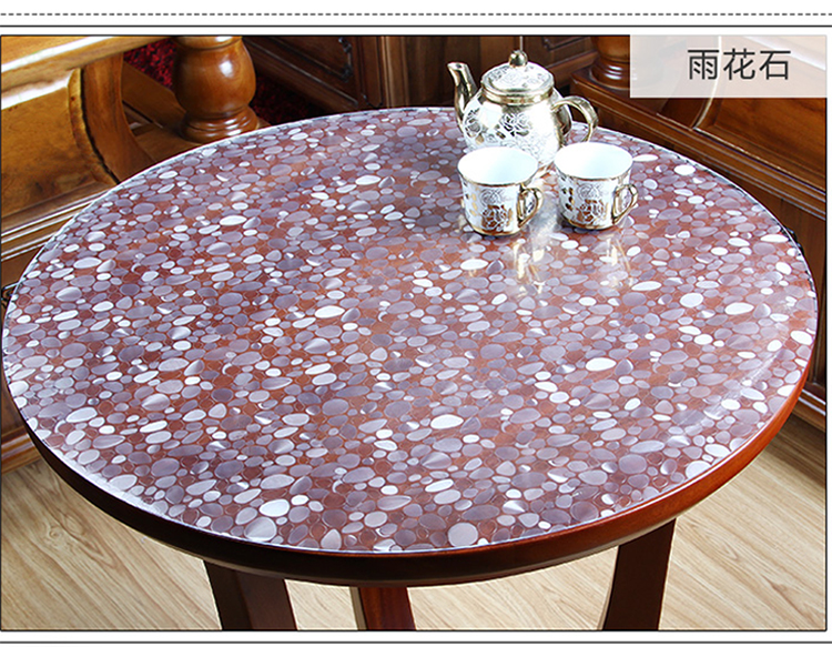 
                                        俊艺 软桌布桌垫PVC软性材质 圆形桌垫防水防油  磨砂防水印餐厅垫 格子磨砂2mm-防水印 60cm圆                