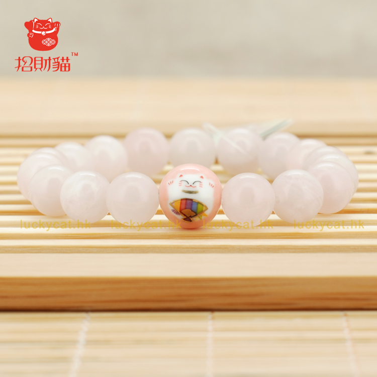 
                                        招财猫手链 粉晶恋爱成就（#10） 晶石手链饰品女爱情生日礼物 小码80811081                
