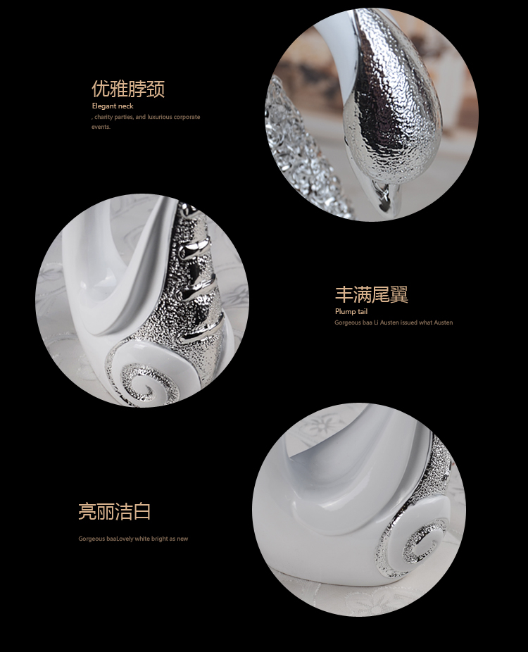 
                                        凡想 家居饰品摆件客厅摆设艺术品创意家居玄关摆饰送朋友结婚礼物情侣天鹅摆件 大号白+金长脖子天鹅一对                
