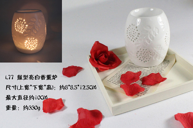 美乐酷 白瓷香薰炉 透光陶瓷香熏炉 蜡烛香薰灯 蜡烛加热香熏炉 L74