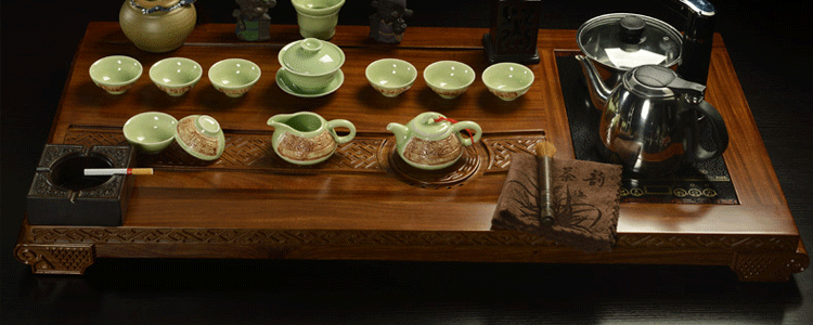 传颂 高端紫砂功夫茶具套装花梨木至尊实木茶盘茶台茶海茶壶陶瓷哥窑四合一电磁炉居家办公礼盒装 7.花梨木大汉至尊-紫砂虎啸
