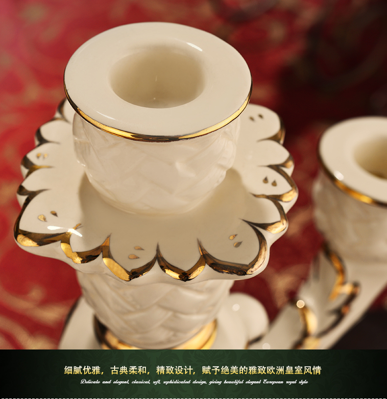 
                                        友来福 三头蜡烛台餐桌摆件欧式装饰品陶瓷工艺品 蜡烛台                