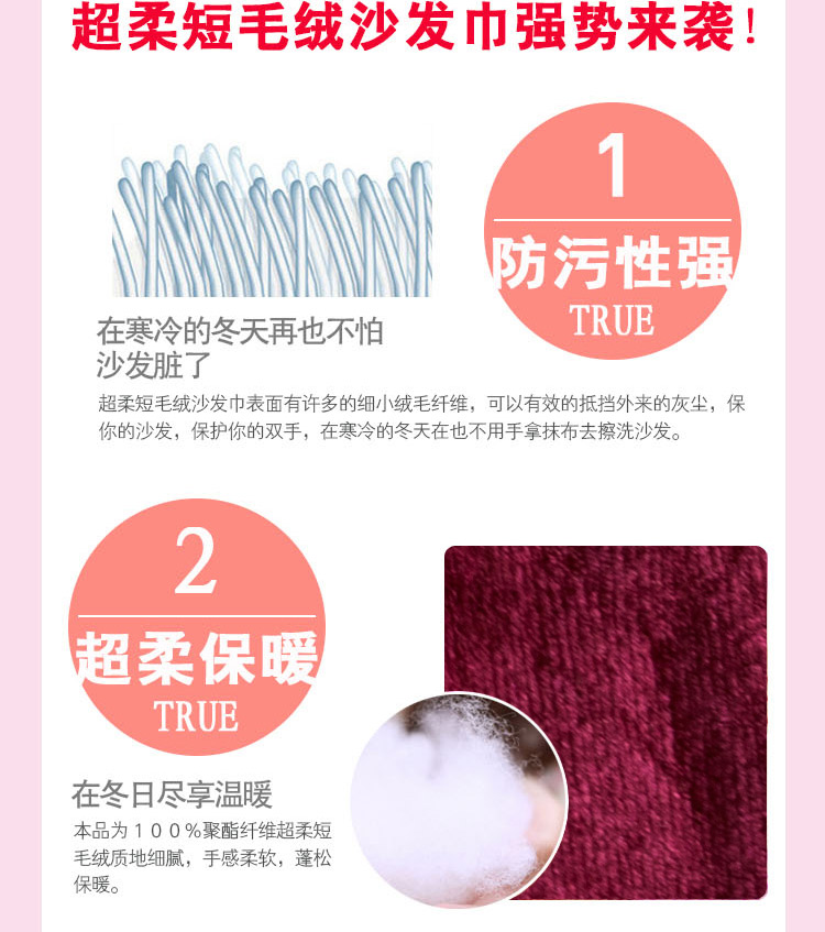
                                        惠迪（赠配套抱枕）加厚加绒短毛绒沙发垫沙发坐垫子布艺 沙发巾沙发罩全盖沙发垫全套 魅紫 200*300cm三人位                