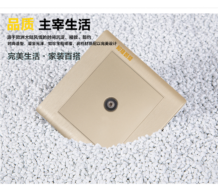 鑫硕联创家装超薄款电视插座 S85系列面板 香槟金S600