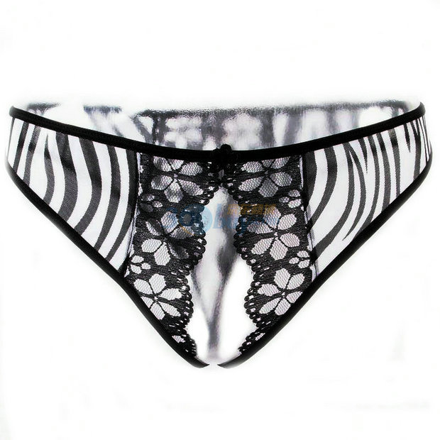 OCHIRIA】野性魅力 刺绣蕾丝性感开裆<em>丁字</em>裤