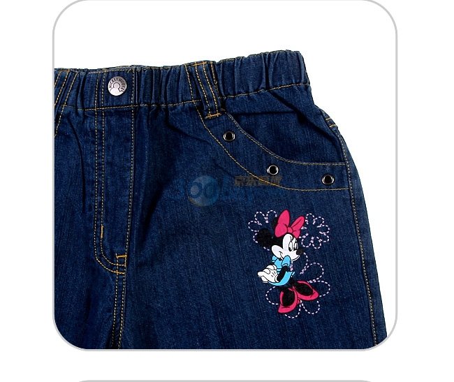 迪士尼米妮女童直筒牛仔七分裤M10GU1409 蓝