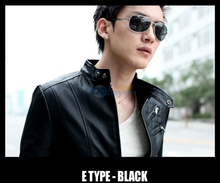 TUOYI韩版男装外套立领修身休闲皮衣皮克 W0