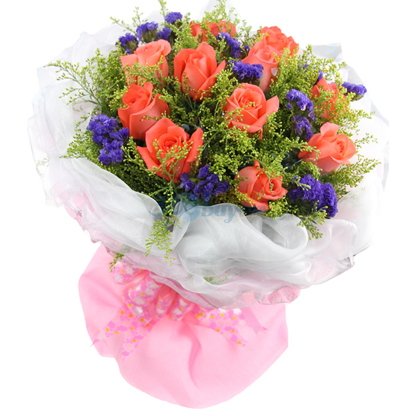 鲜花 11支粉玫瑰 生日的烛焰送女友生日