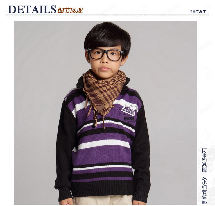 米狗 Armgo童装 2012 春款新品<em>男童反领毛衣</em>8