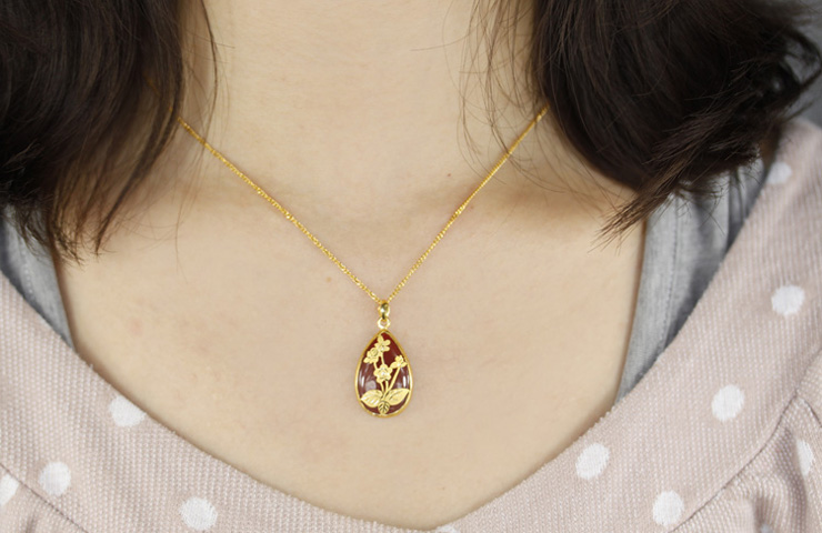 天鑫金店 红玉髓镶嵌款式 雕花 精美工艺黄金花