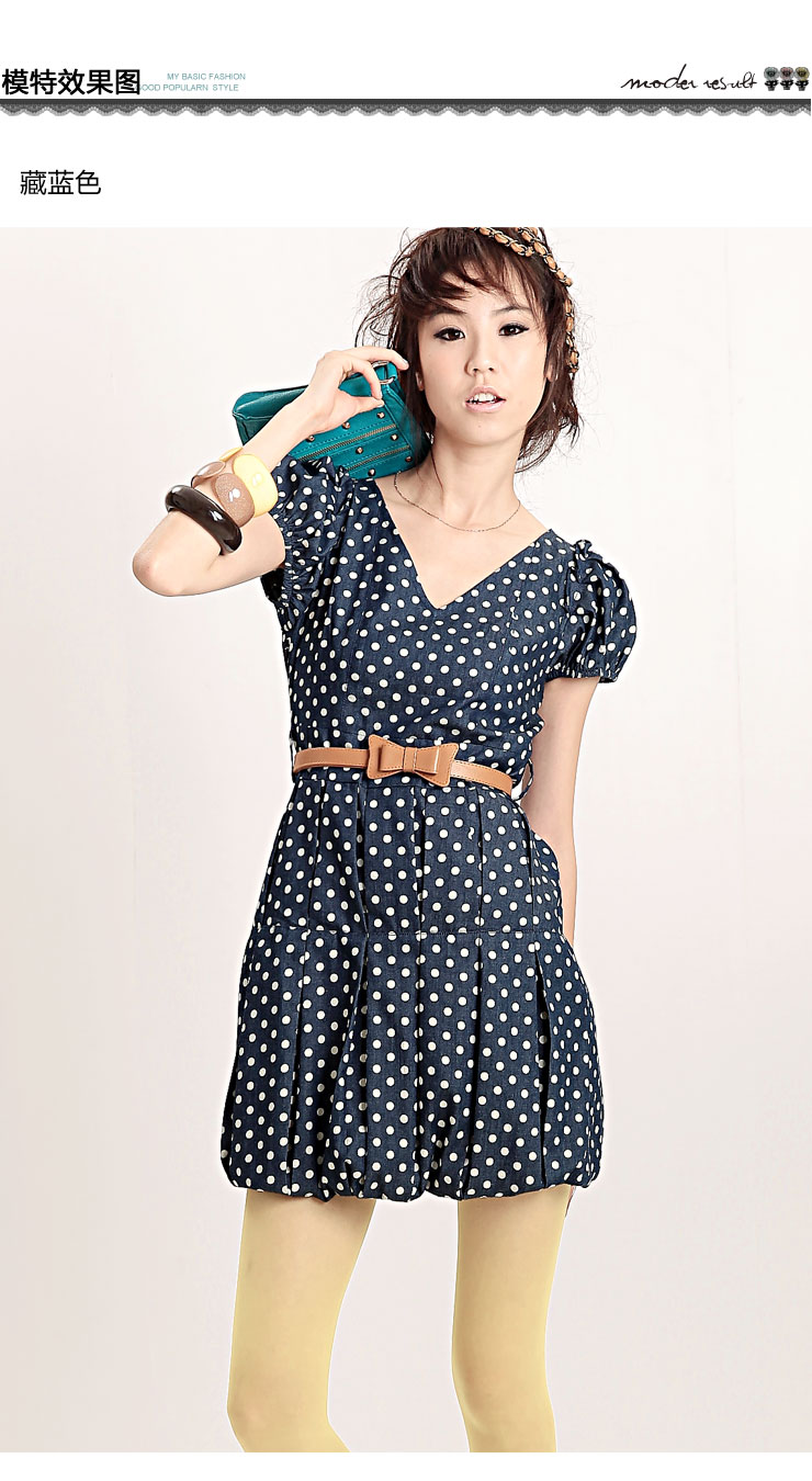 <em>安都</em> BASIC <em>少女</em>复古情怀花苞波点连衣裙 611