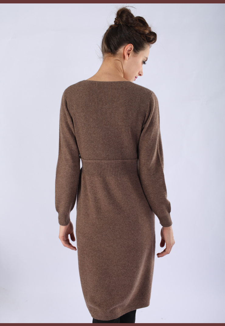 戈林斯丹 秋冬纯羊绒 灰色扭花女士长裙 ALGW