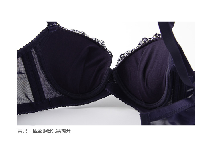 随尔美金粉佳人性感蕾丝U型聚拢文胸 适合小胸