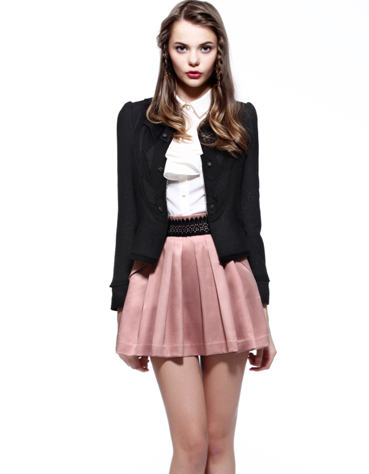 清仓特价 名媛坊 MIRROR FUN 2012新款夏装 精致优雅 韩国定制 加厚缎面百褶半裙 M21B605 棕色 S 【图片 价格 品牌 报价】