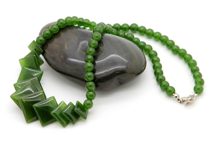 Sussie 苏茜 月圆之思台湾青玉方片项链7047图