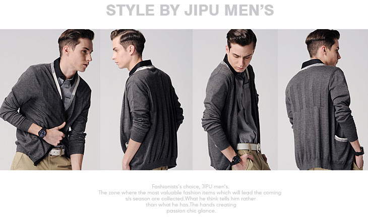 积普JIPU <em>毛衣外套</em>v领 开衫针织衫 <em>男毛衣</em> <em>短款</em>