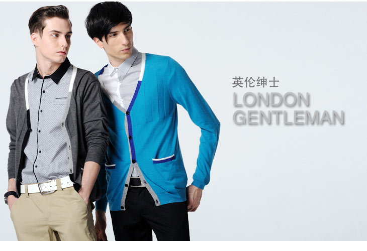 积普JIPU <em>毛衣外套</em>v领 开衫针织衫 <em>男毛衣</em> <em>短款</em>