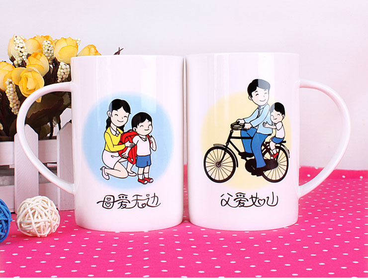 瓷杯陶瓷杯马克杯水杯子创意生日礼物送爸爸妈