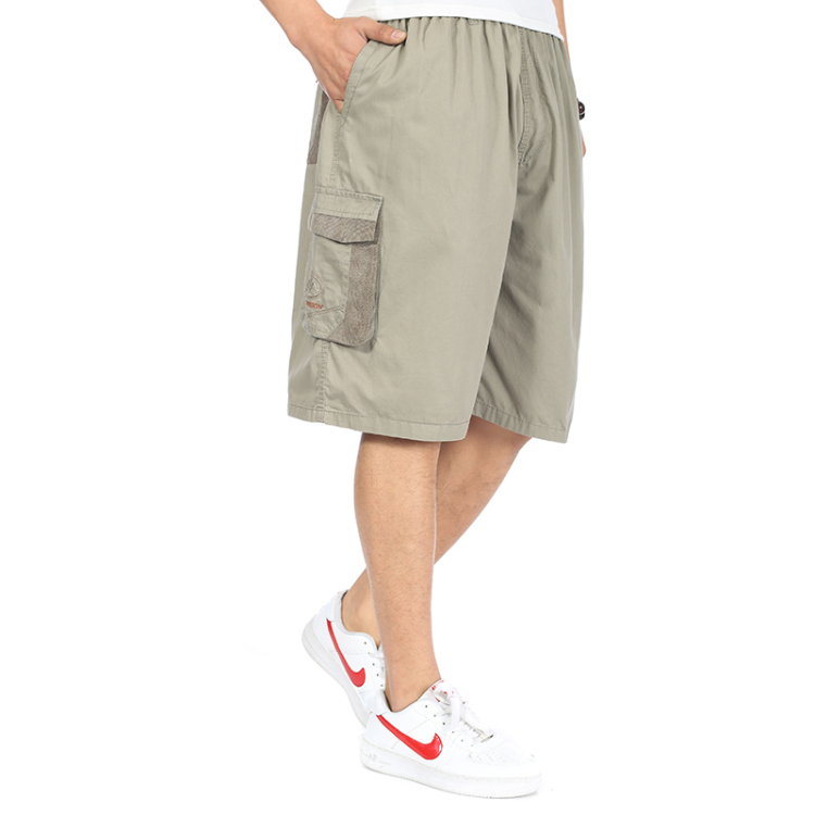 Q.1883 夏季中老年休闲直筒松紧<em>腰纯棉短裤</em>男