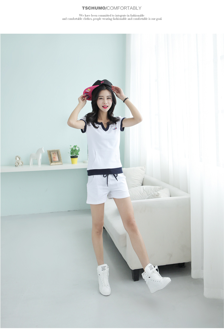 2014休闲时尚短袖<em>短裤</em>套装女<em>学生</em>纯棉短衣女