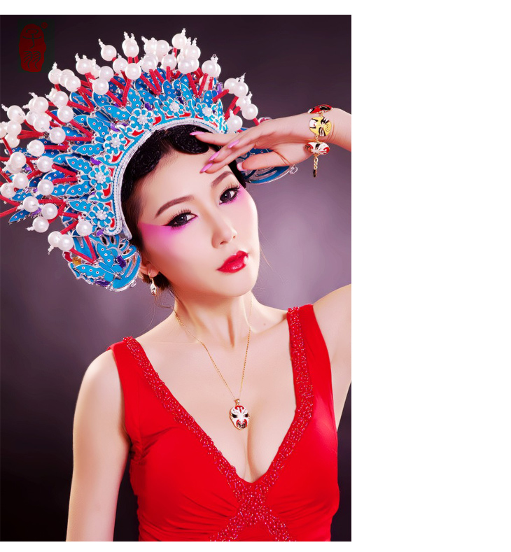 子羽送老外饰品京剧脸谱面具无耳洞耳夹 曹操