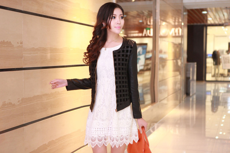 蒂依妍 <em>20132013春装</em>新款拉链小皮衣<em>女装</em> 金丝