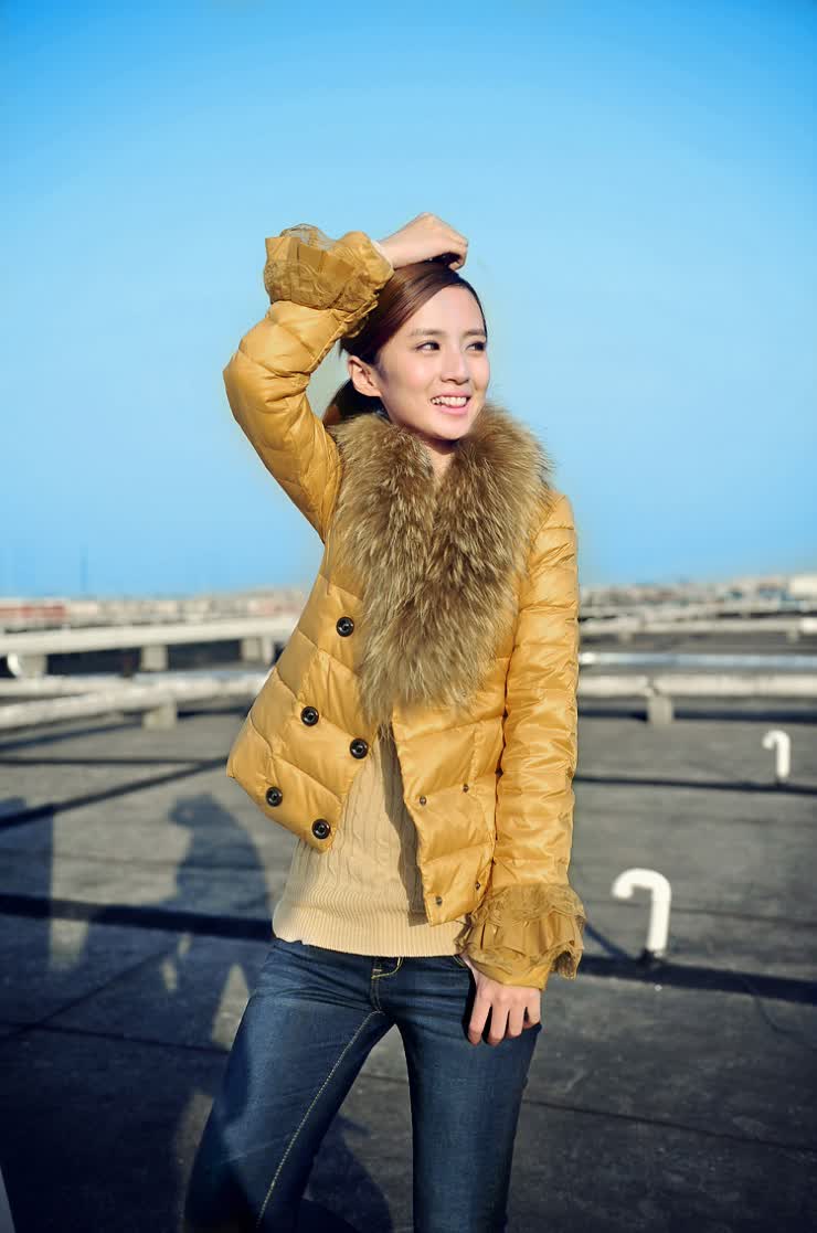 <em>衣品天成 冬季女装外套</em> 超大貉子毛领 90%白鸭