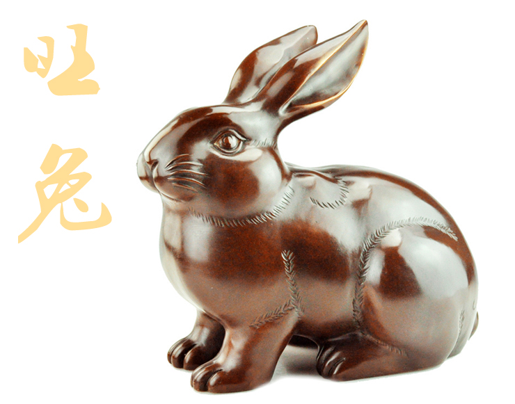 铜欣祥 纯铜 兔子摆件 开光 特大正兔 家居风水摆设 属兔吉祥物