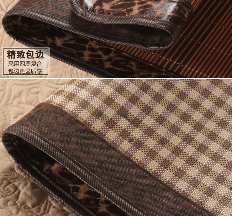 布服布行家纺 可折叠 竹藤双面席子 凉席 竹席 夏凉席 空调席三件套 黑珍珠 45cm*75cm枕套2只