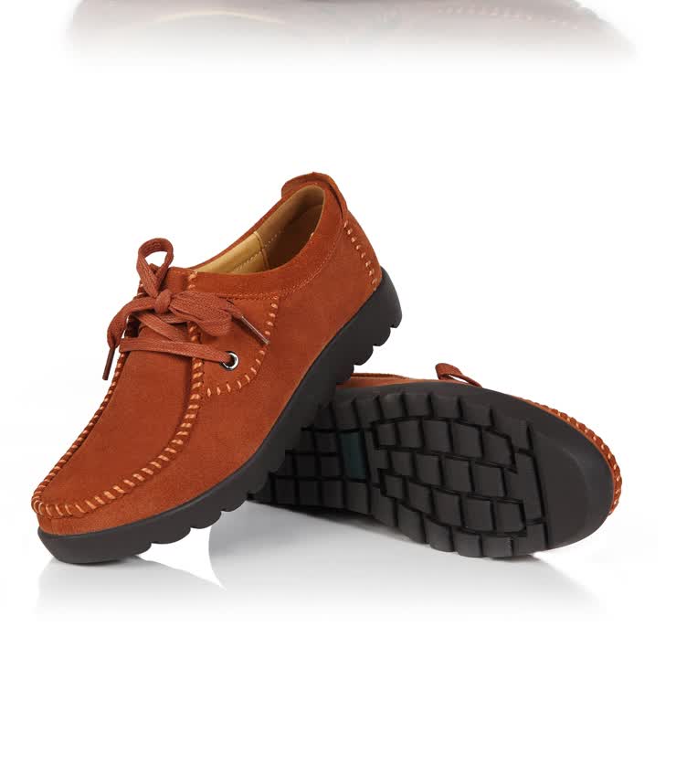 动力足+2013季新款+系带真皮平底休闲女鞋