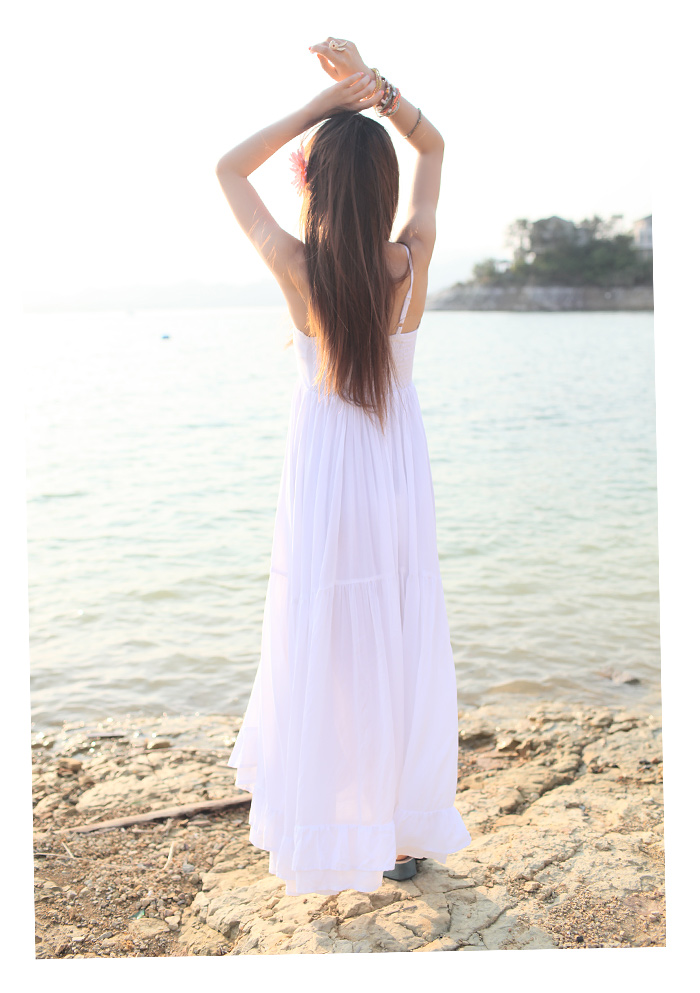 own style 欧芝黛 2013夏季新款波西米亚大裙摆棉吊带