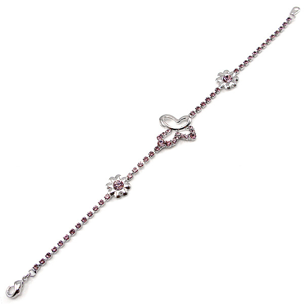 Glamorousky 高雅蝴蝶手链配紫色奥地利水晶 