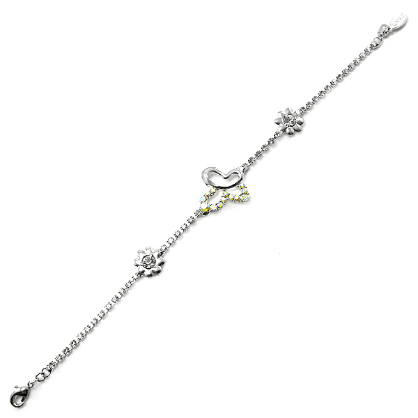 Glamorousky 高雅蝴蝶手链配银色奥地利水晶 