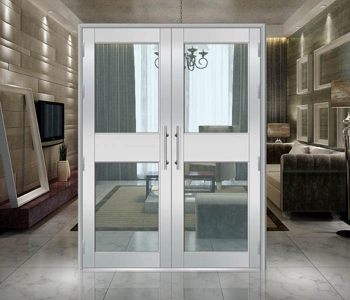 盗门\/不锈钢门\/304不锈钢\/上下玻璃窗 单开门在