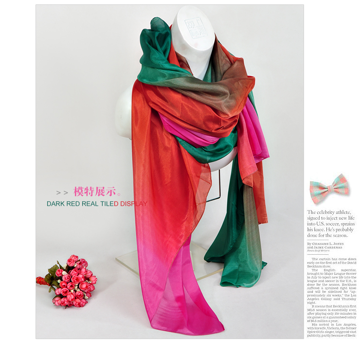 上海故事渐变色超大尺寸仿真丝长巾在京东商城