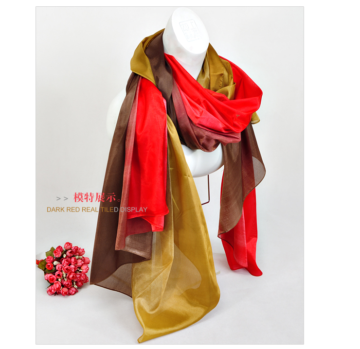 上海故事渐变色超大尺寸仿真丝长巾在京东商城