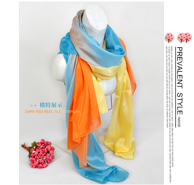 上海故事渐变色超大尺寸仿真丝长巾在京东商城